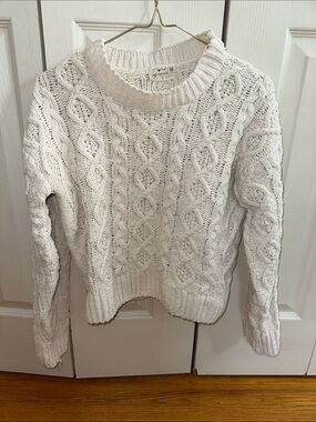 Poof! Cream Cable Knit Crewneck Sweater